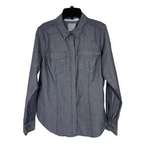 5.11 Tactical Athena Top Womens Medium Gray Long Sleeve Snap Button Workwear